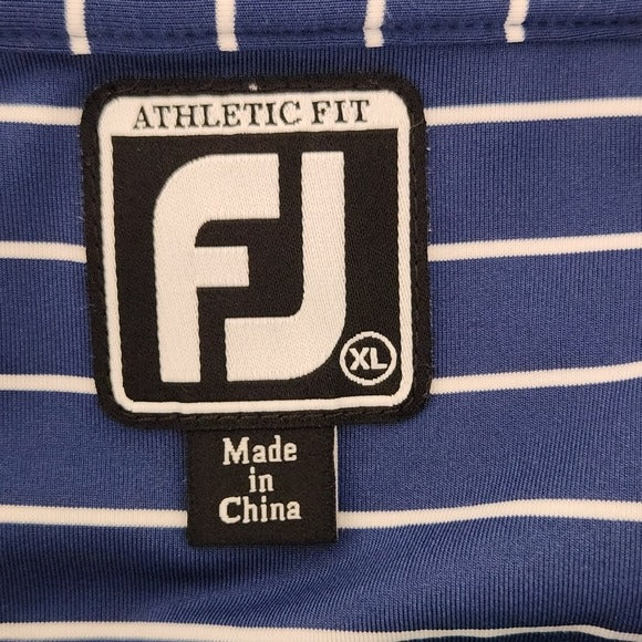 FootJoy Men's Blue and Aqua Striped Golf Polo Shirt Size XL