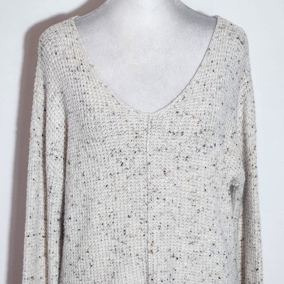If It Were Me Waffle Knit Oatmeal Sweater with Speckled Fabric Size XS