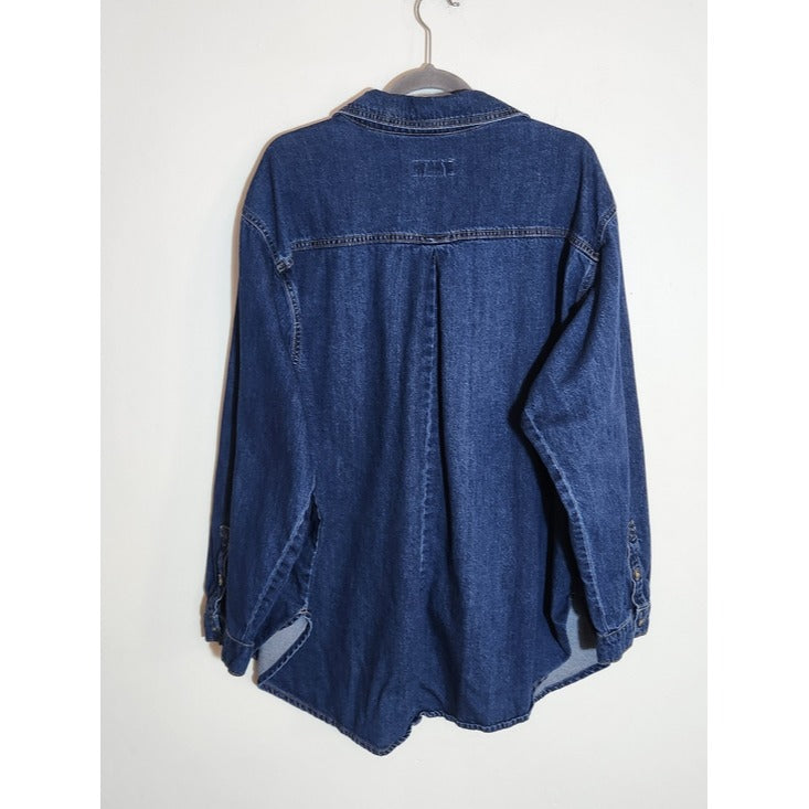 Ava & Viv Dark Wash Denim Button-Down Shirt Size 3X