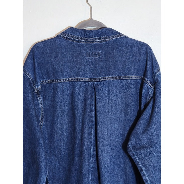 Ava & Viv Dark Wash Denim Button-Down Shirt Size 3X