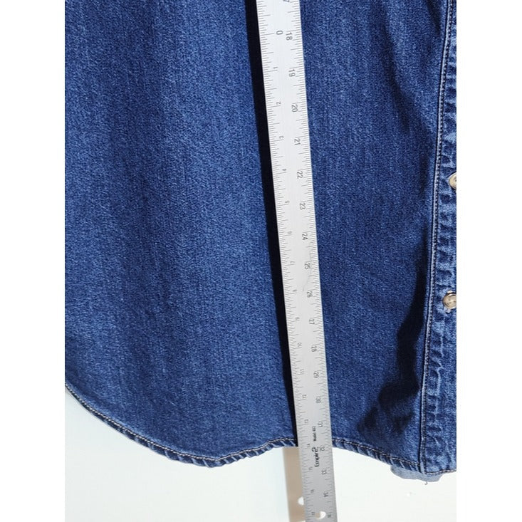 Ava & Viv Dark Wash Denim Button-Down Shirt Size 3X
