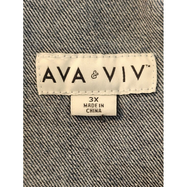 Ava & Viv Dark Wash Denim Button-Down Shirt Size 3X