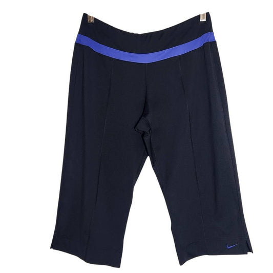 Nike Black and Purple Cropped Activewear Pants Size Medium Nike Capri Pants