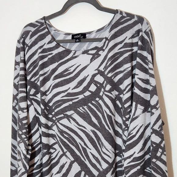 Modx Gray Zebra Stripe Long Sleeve Maxi Dress Size 3X