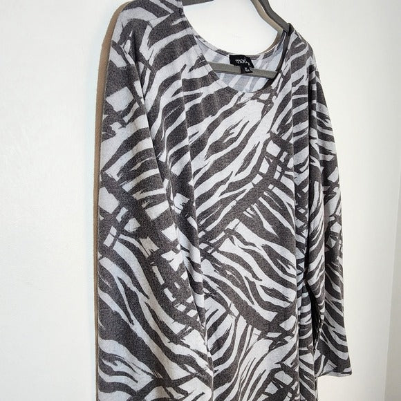 Modx Gray Zebra Stripe Long Sleeve Maxi Dress Size 3X