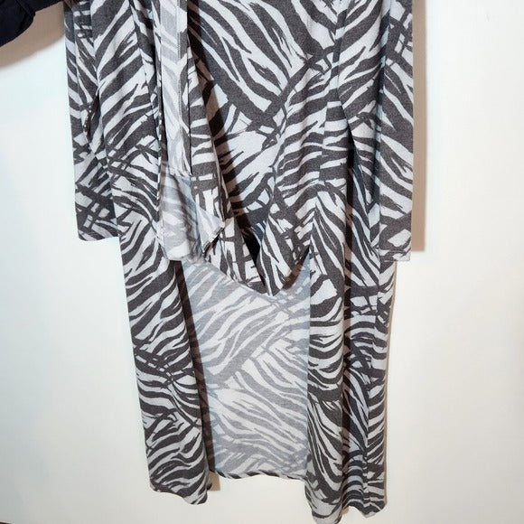 Modx Gray Zebra Stripe Long Sleeve Maxi Dress Size 3X