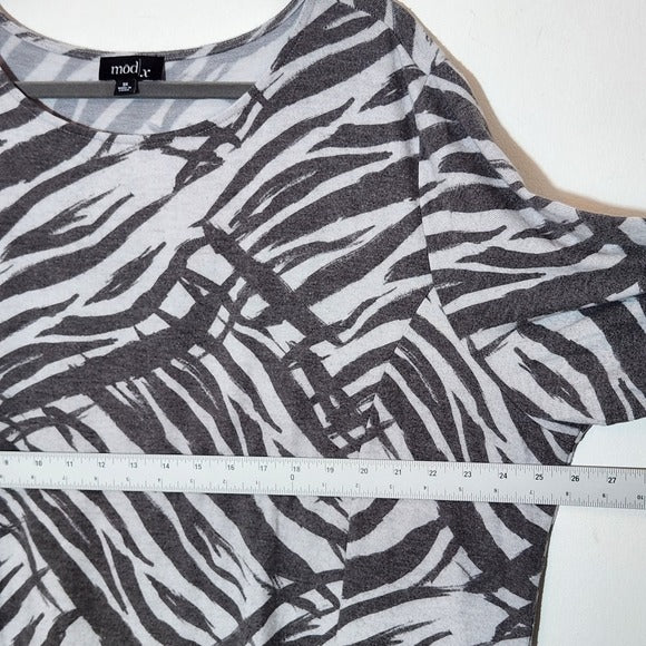 Modx Gray Zebra Stripe Long Sleeve Maxi Dress Size 3X