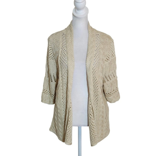 Cato Beige Pointelle Open Front Cardigan Size 18/20