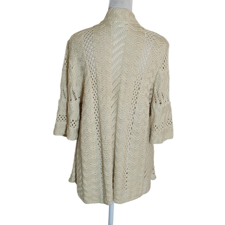 Cato Beige Pointelle Open Front Cardigan Size 18/20