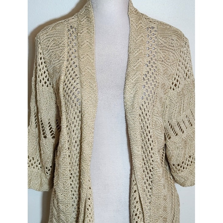 Cato Beige Pointelle Open Front Cardigan Size 18/20