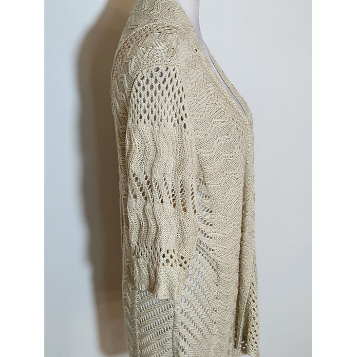 Cato Beige Pointelle Open Front Cardigan Size 18/20