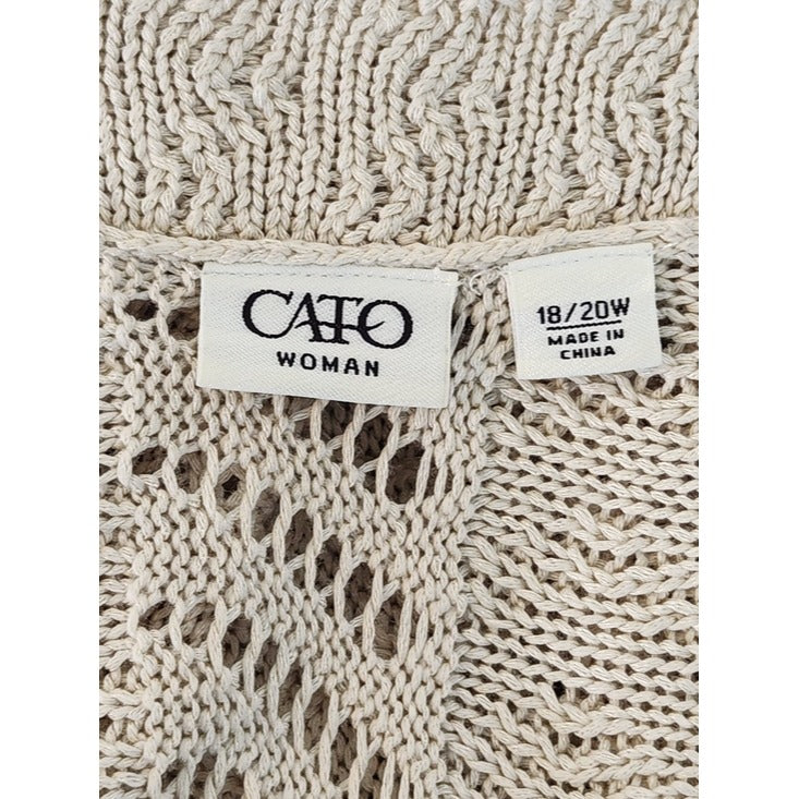 Cato Beige Pointelle Open Front Cardigan Size 18/20