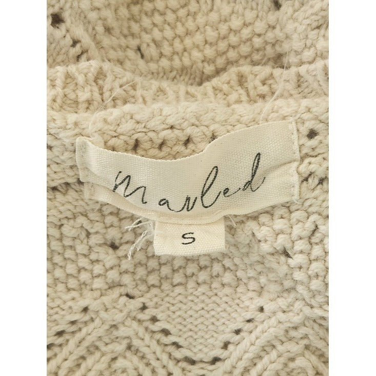 Marled Cream Crochet Vest with Eyelet Lace Hem Size Small