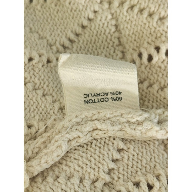 Marled Cream Crochet Vest with Eyelet Lace Hem Size Small