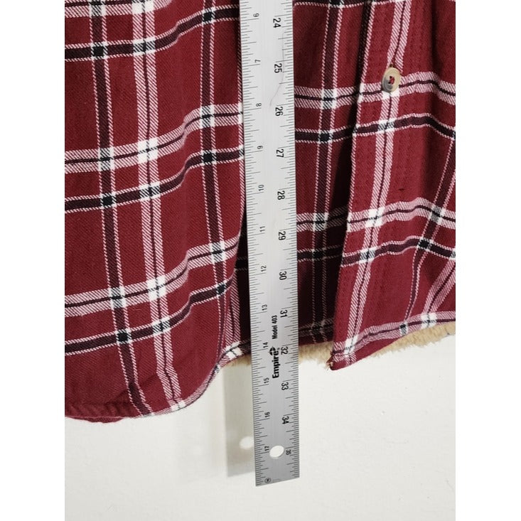 Wrangler Burgundy Plaid Sherpa Lined Flannel Shacket Size 3XL NWT
