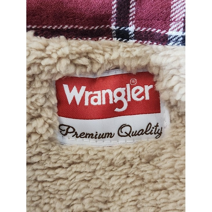 Wrangler Burgundy Plaid Sherpa Lined Flannel Shacket Size 3XL NWT