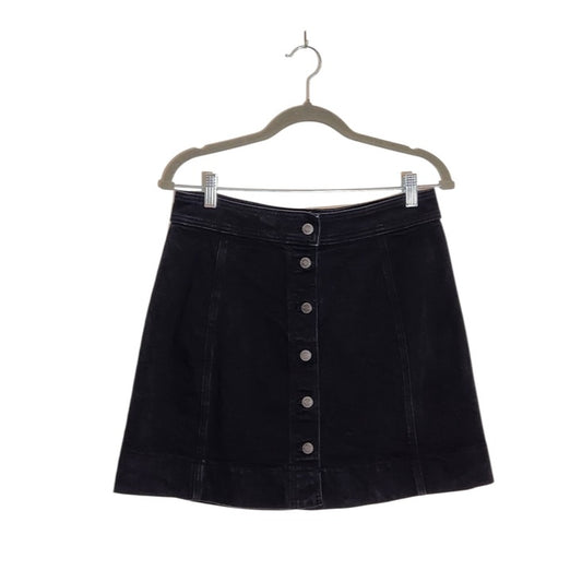 J. Crew Mercantile Black Denim Button Front A-Line Mini Skirt Size 10