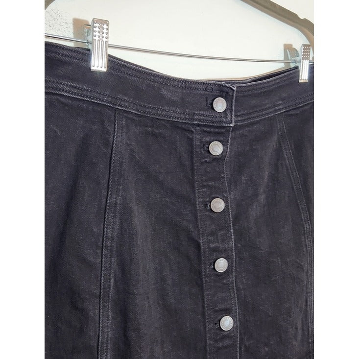 J. Crew Mercantile Black Denim Button Front A-Line Mini Skirt Size 10