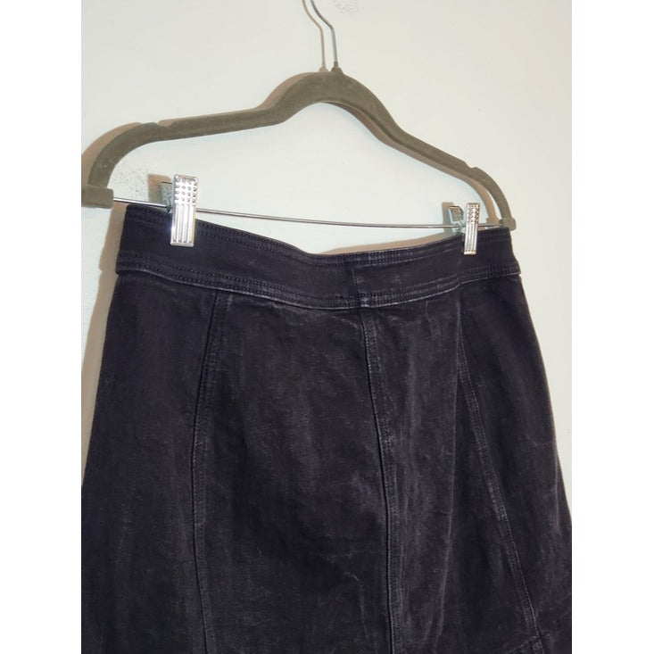 J. Crew Mercantile Black Denim Button Front A-Line Mini Skirt Size 10