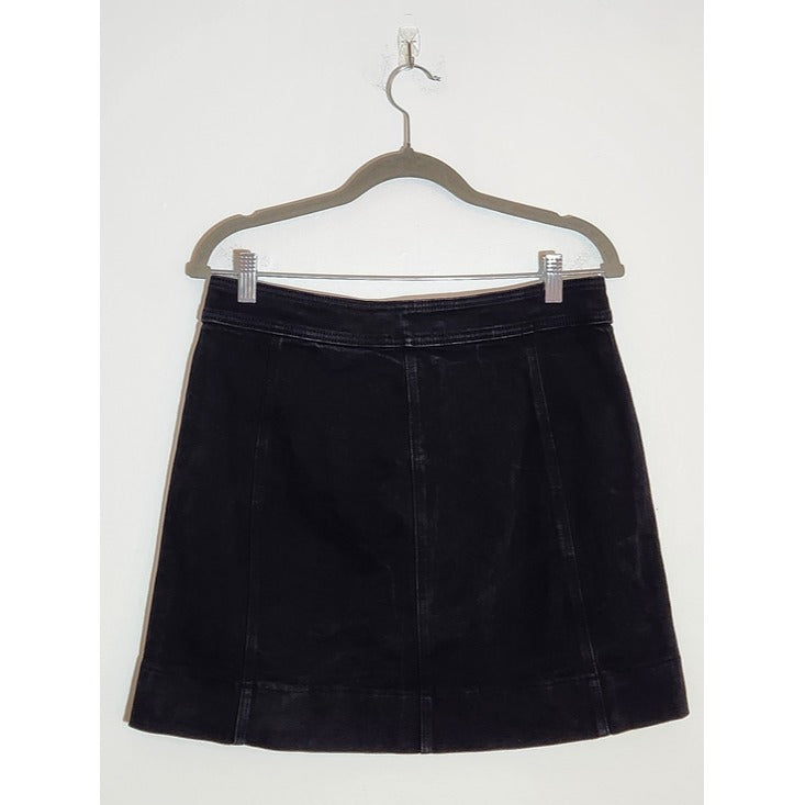 J. Crew Mercantile Black Denim Button Front A-Line Mini Skirt Size 10