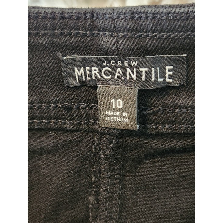 J. Crew Mercantile Black Denim Button Front A-Line Mini Skirt Size 10