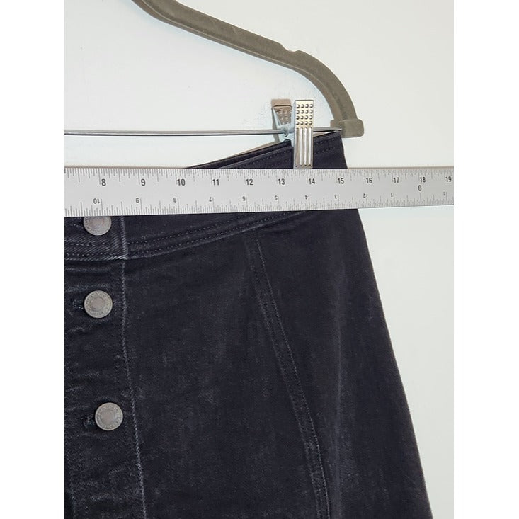 J. Crew Mercantile Black Denim Button Front A-Line Mini Skirt Size 10