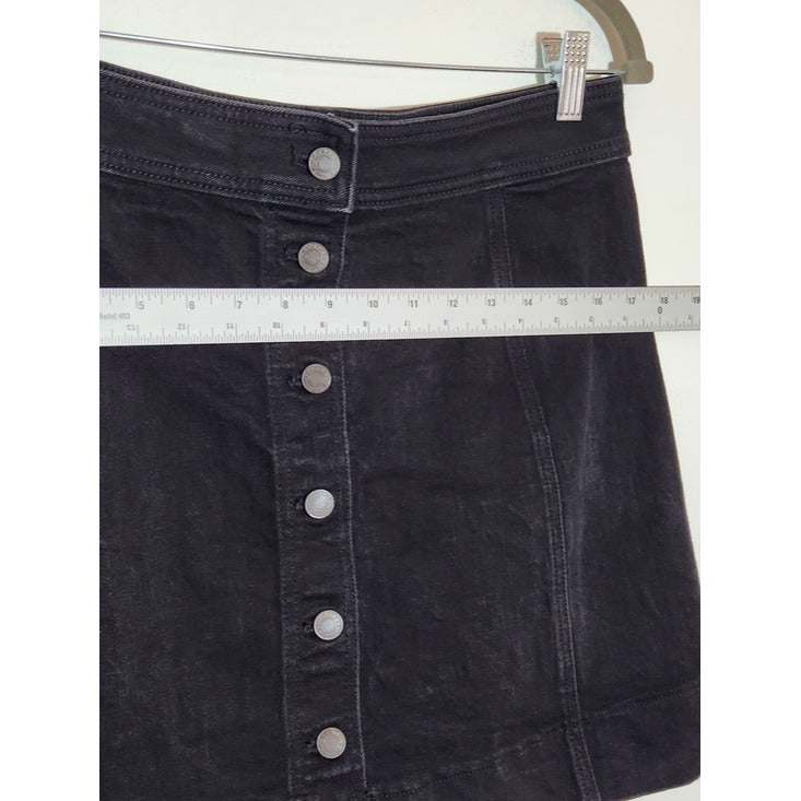 J. Crew Mercantile Black Denim Button Front A-Line Mini Skirt Size 10