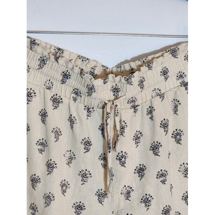 A New Day Womens Cream and Black Boho Print Shorts Size Large