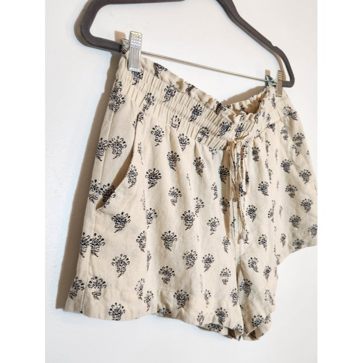 A New Day Womens Cream and Black Boho Print Shorts Size Large