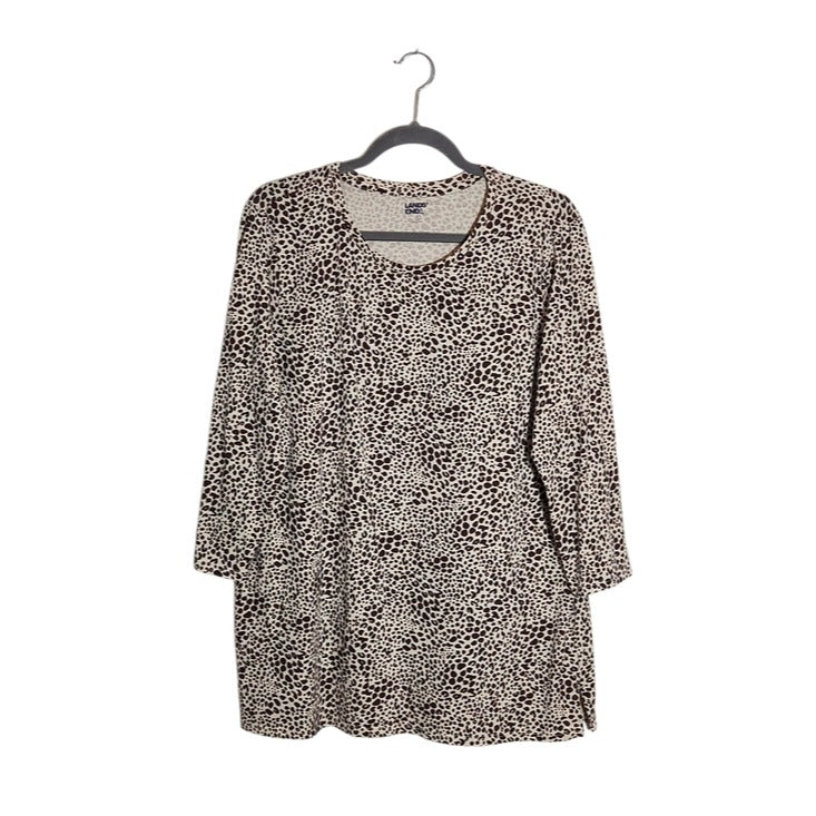 Lands’ End Cream and Brown Leopard Print Tunic Tee Size Large