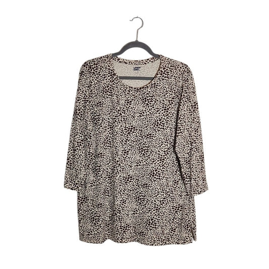 Lands’ End Cream and Brown Leopard Print Tunic Tee Size Large
