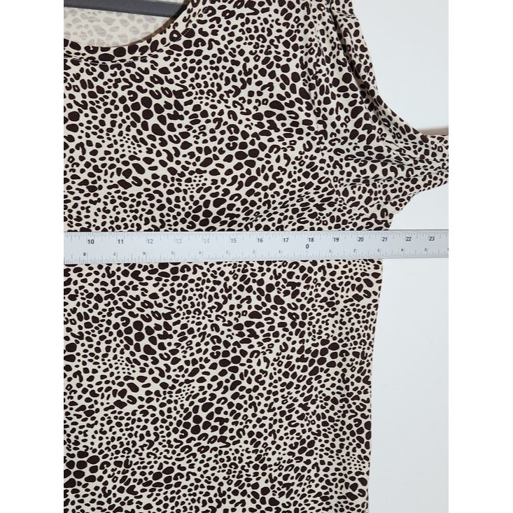 Lands’ End Cream and Brown Leopard Print Tunic Tee Size Large