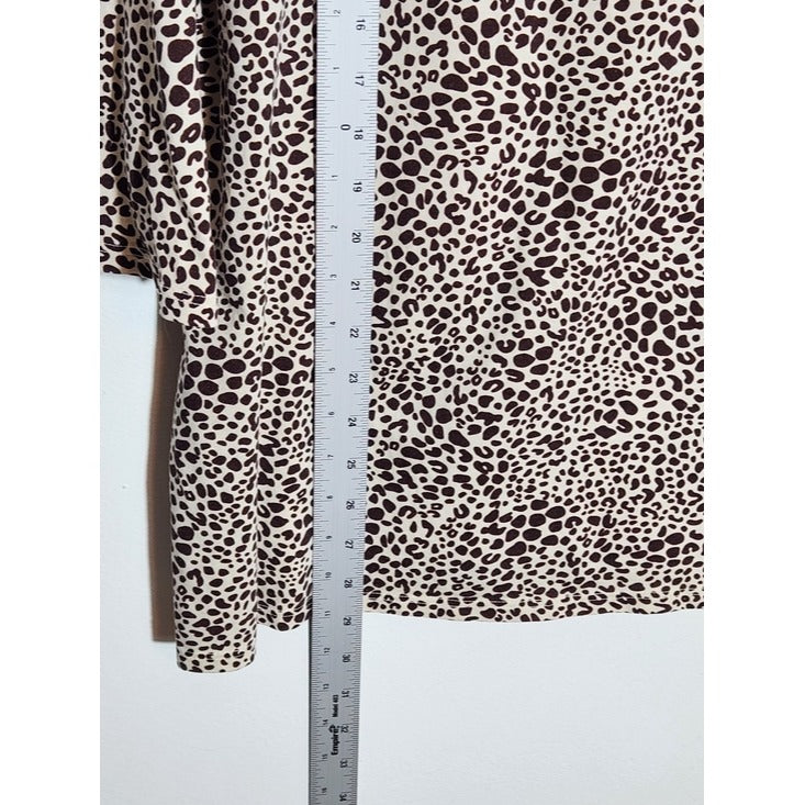 Lands’ End Cream and Brown Leopard Print Tunic Tee Size Large