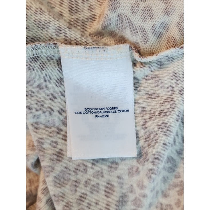 Lands’ End Cream and Brown Leopard Print Tunic Tee Size Large