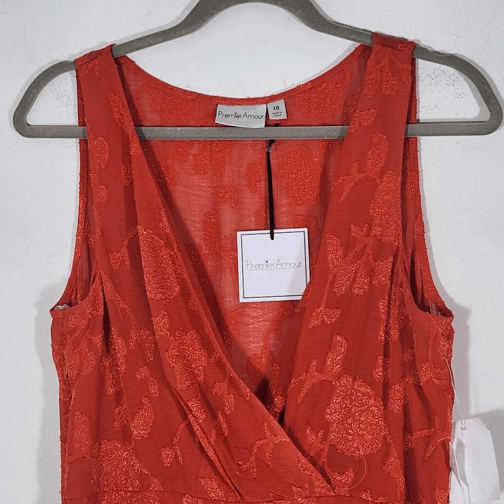 Premier Amour Tomato Red Sleeveless Mini Dress Size 10 NWT Party Dress