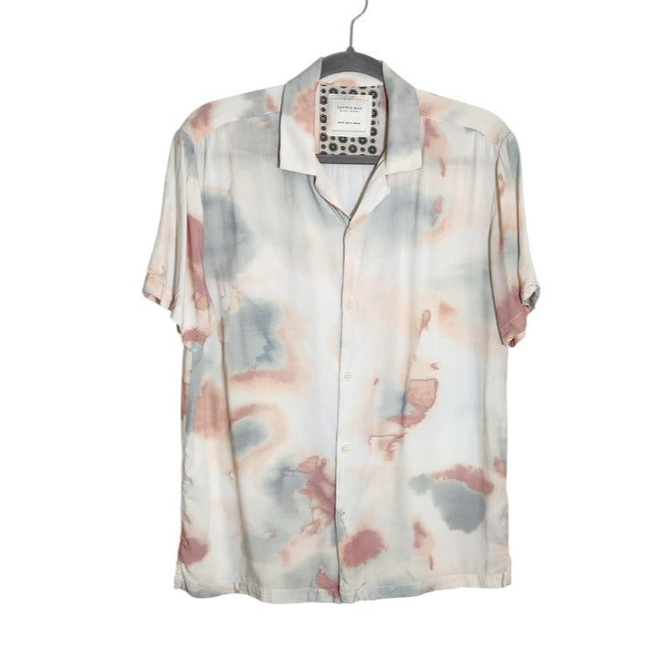 Cactus Man by Ricky Singh Green and Terra Cotta Short Sleeve Button Down Shirt M
