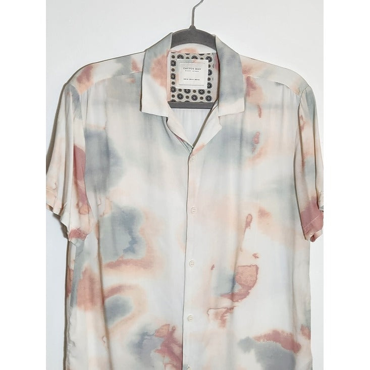 Cactus Man by Ricky Singh Green and Terra Cotta Short Sleeve Button Down Shirt M