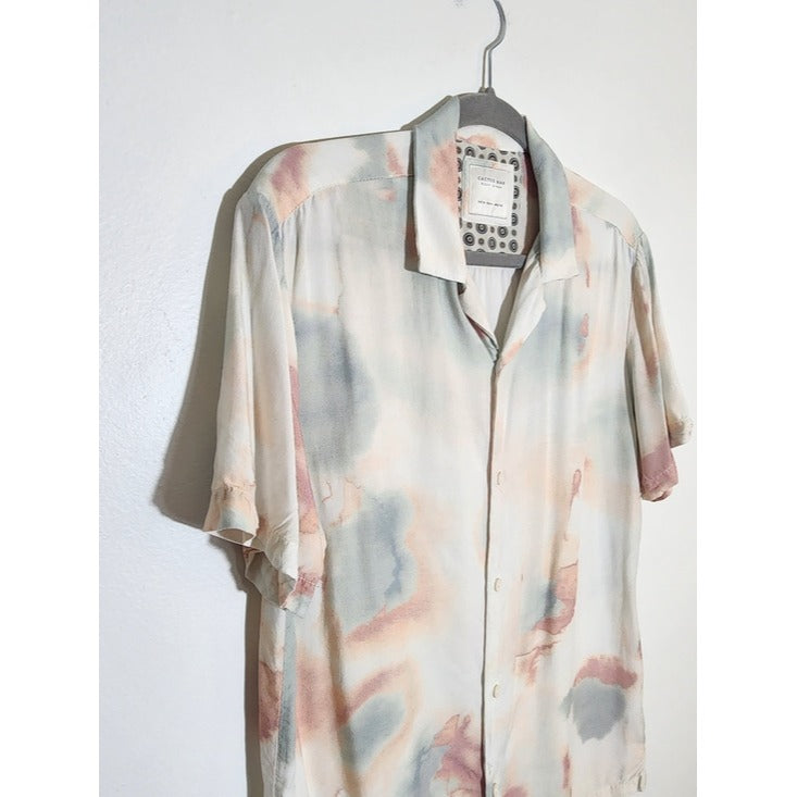 Cactus Man by Ricky Singh Green and Terra Cotta Short Sleeve Button Down Shirt M