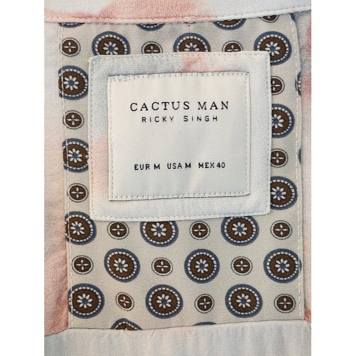 Cactus Man by Ricky Singh Green and Terra Cotta Short Sleeve Button Down Shirt M