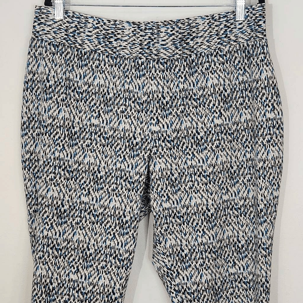 Jessica London Blue and Black Pull-on Pants Size 20W Stretch Cropped Pants
