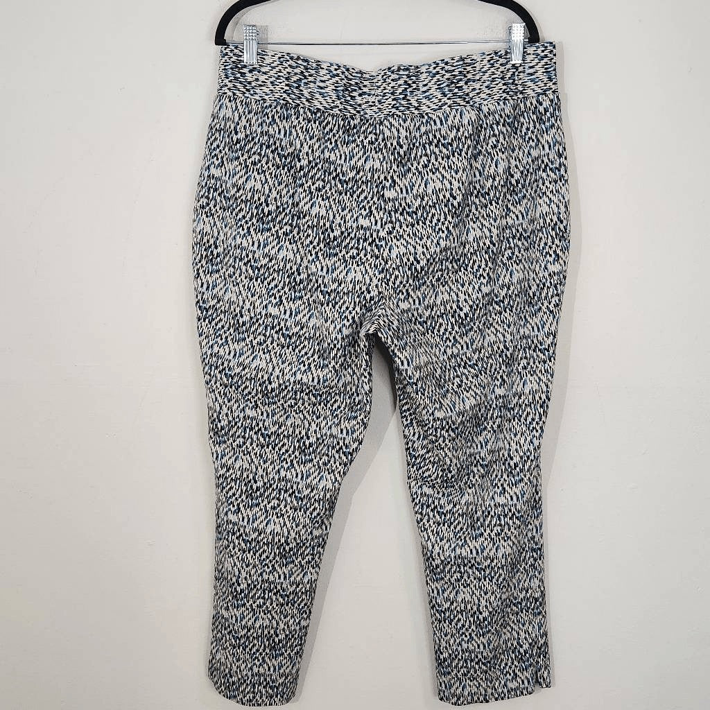 Jessica London Blue and Black Pull-on Pants Size 20W Stretch Cropped Pants