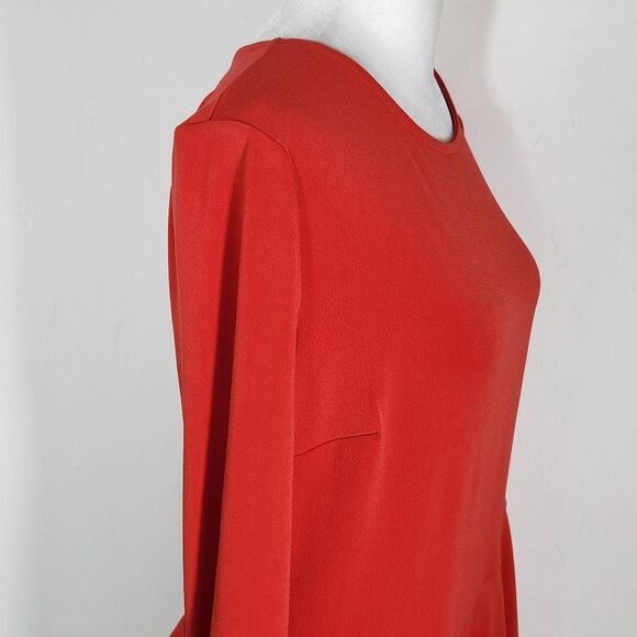 Beige by ECI Red Blouse with Layered Hemline Size Medium, New