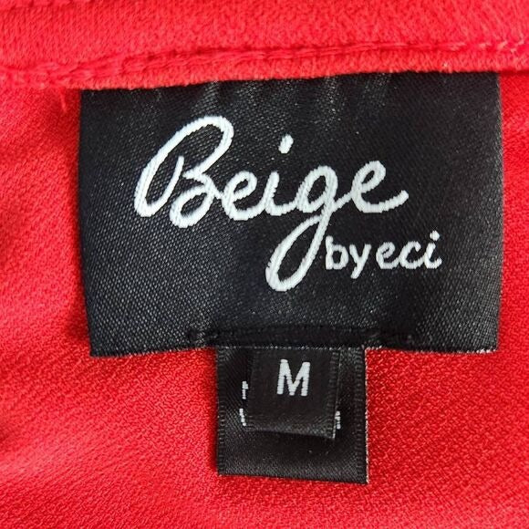 Beige by ECI Red Blouse with Layered Hemline Size Medium, New