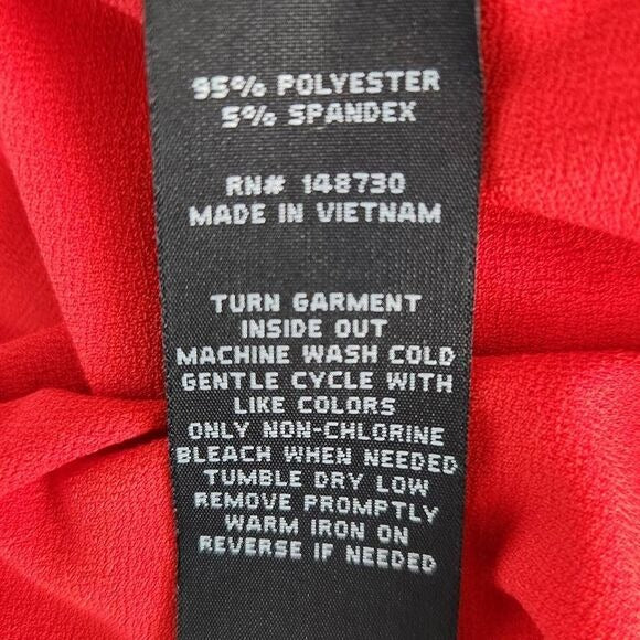 Beige by ECI Red Blouse with Layered Hemline Size Medium, New