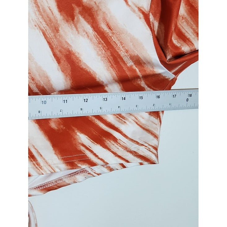 SHEIN Orange and White Print Tie Front Crop Top Size Medium NWT