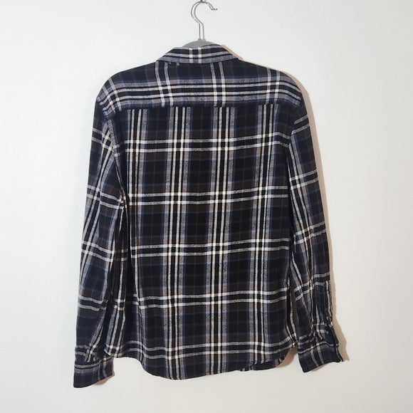 Roebuck & Co. Men’s Brown Plaid Button Down Flannel Shirt Size Large