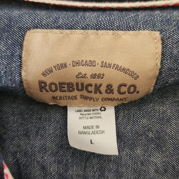 Roebuck & Co. Men’s Brown Plaid Button Down Flannel Shirt Size Large