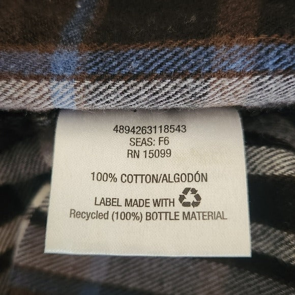 Roebuck & Co. Men’s Brown Plaid Button Down Flannel Shirt Size Large