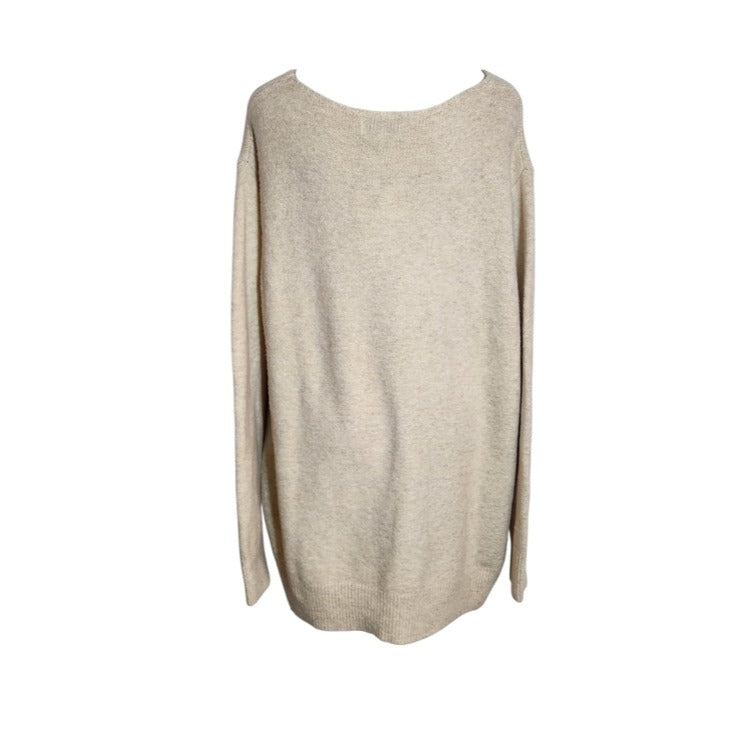 Skies Are Blue Cream Oatmeal V-Neck Sweater Size 1X NWT