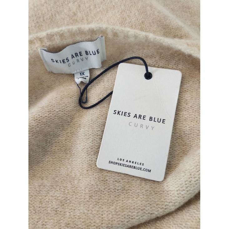 Skies Are Blue Cream Oatmeal V-Neck Sweater Size 1X NWT